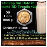 Uncirculated Lincoln 1c roll, 1960-p Small date 50