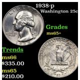 1938-p Washington 25c Grades GEM+ Unc