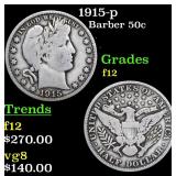 1915-p Barber 50c Grades f, fine