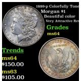 1889-p Colorfully Toned Morgan $1 Grades Choice Un