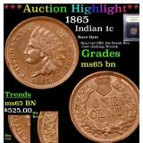 *Highlight* 1865 Indian 1c Graded GEM Unc BN