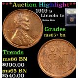 *Highlight* 1919-s Lincoln 1c Graded GEM+ Unc BN
