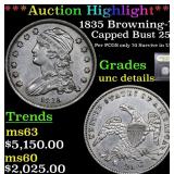 *Highlight* 1835 Browning-7 Capped Bust 25c Graded
