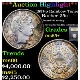 *Highlight* 1897-p Rainbow Toned Barber 25c Graded