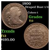 1800 Draped Bust 1/2c Grades f, fine