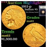 *Highlight* 1911-p Indian $5 Graded Select Unc