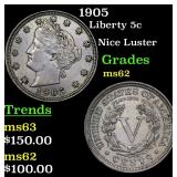 1905 Liberty 5c Grades Select Unc