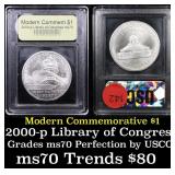 2000-p Library of Congress Modern Commem Dollar $1