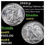 1944-p Walking Liberty 50c Grades Choice+ Unc