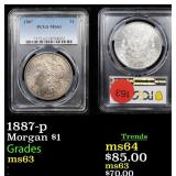1887-p Morgan $1 Graded ms63