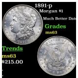 1891-p Morgan $1 Grades Select Unc