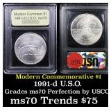 1991-d USO Modern Commem Dollar $1 Graded ms70, Pe