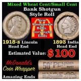 Mixed small cents 1c orig shotgun roll, 1918-s Whe