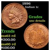 1896 Indian 1c Grades Unc Details