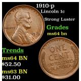 1910-p Lincoln 1c Grades Choice Unc BN
