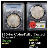 1904-o Colorfully Toned Morgan $1 Graded ms63