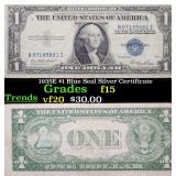 1935E $1 Blue Seal Silver Certificate Grades f+