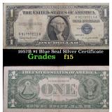 1957B $1 Blue Seal Silver Certificate Grades f+