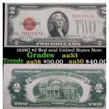 1928G $2 Red seal United States Note Grades Select