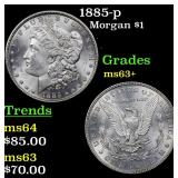 1885-p Morgan $1 Grades Select+ Unc