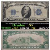1934 $10 Blue Seal Silver Certificate Signatures J