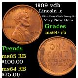 1909 vdb Lincoln 1c Grades Choice+ Unc RB