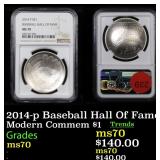 2014-p Baseball Hall Of Fame Modern Commem $1 Grad