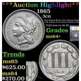*Highlight* 1865 3cn Graded Choice+ Unc