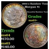 1884-o Rainbow Toned Morgan $1 Grades Select+ Unc