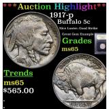*Highlight* 1917-p Buffalo 5c Graded GEM Unc