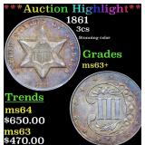 *Highlight* 1861 3cs Graded Select+ Unc