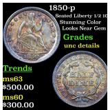 1850-p Seated Liberty 1/2 10c Grades Unc Details