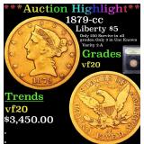 *Highlight* 1879-cc Liberty $5 Graded vf, very fin