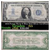 1934 Funny Back $1 Blue Seal Silver Certificate Gr