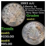 1883 n/c Liberty 5c Grades Choice+ Unc