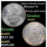 1886-p Colorfully Toned Morgan $1 Grades Choice Un