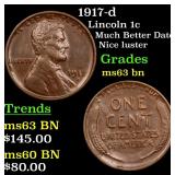 1917-d Lincoln 1c Grades Select Unc BN