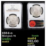 1884-o Morgan $1 Graded ms63