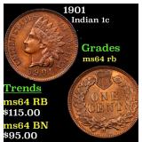 1901 Indian 1c Grades Choice Unc RB
