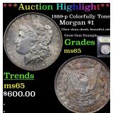 *Highlight* 1889-p Colorfully Toned Morgan $1 Grad