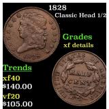 1828 Classic Head 1/2c Grades xf details