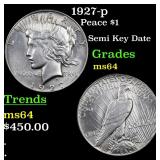 1927-p Peace $1 Grades Choice Unc