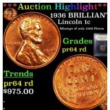 *Highlight* 1936 BRILLIANT Lincoln 1c Graded Choic