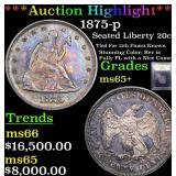*Highlight* 1875-p Seated Liberty 20c Graded GEM+