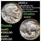 1929-s Buffalo 5c Grades Choice+ Unc