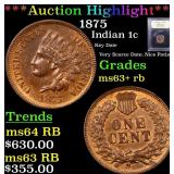 *Highlight* 1875 Indian 1c Graded Select+ Unc RB