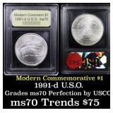 1991-d USO Modern Commem Dollar $1 Graded ms70, Pe