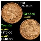 1863 Indian 1c Grades Select+ Unc