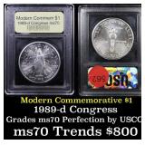 1989-d Congress Modern Commem Dollar $1 Graded ms7