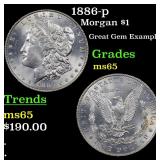 1886-p Morgan $1 Grades GEM Unc